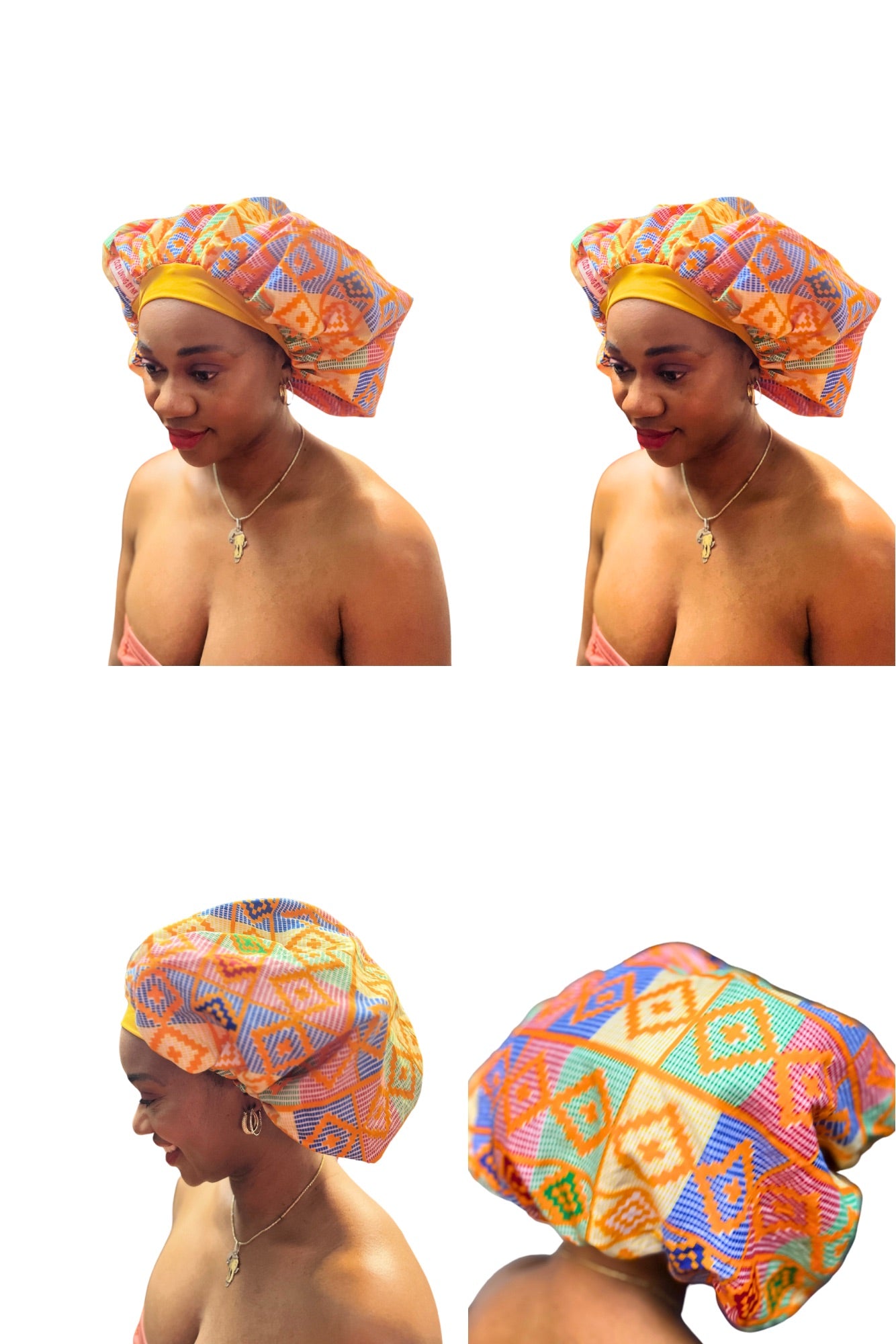 Ankara Print Satin Lined Scrub Hat/Bonnet
