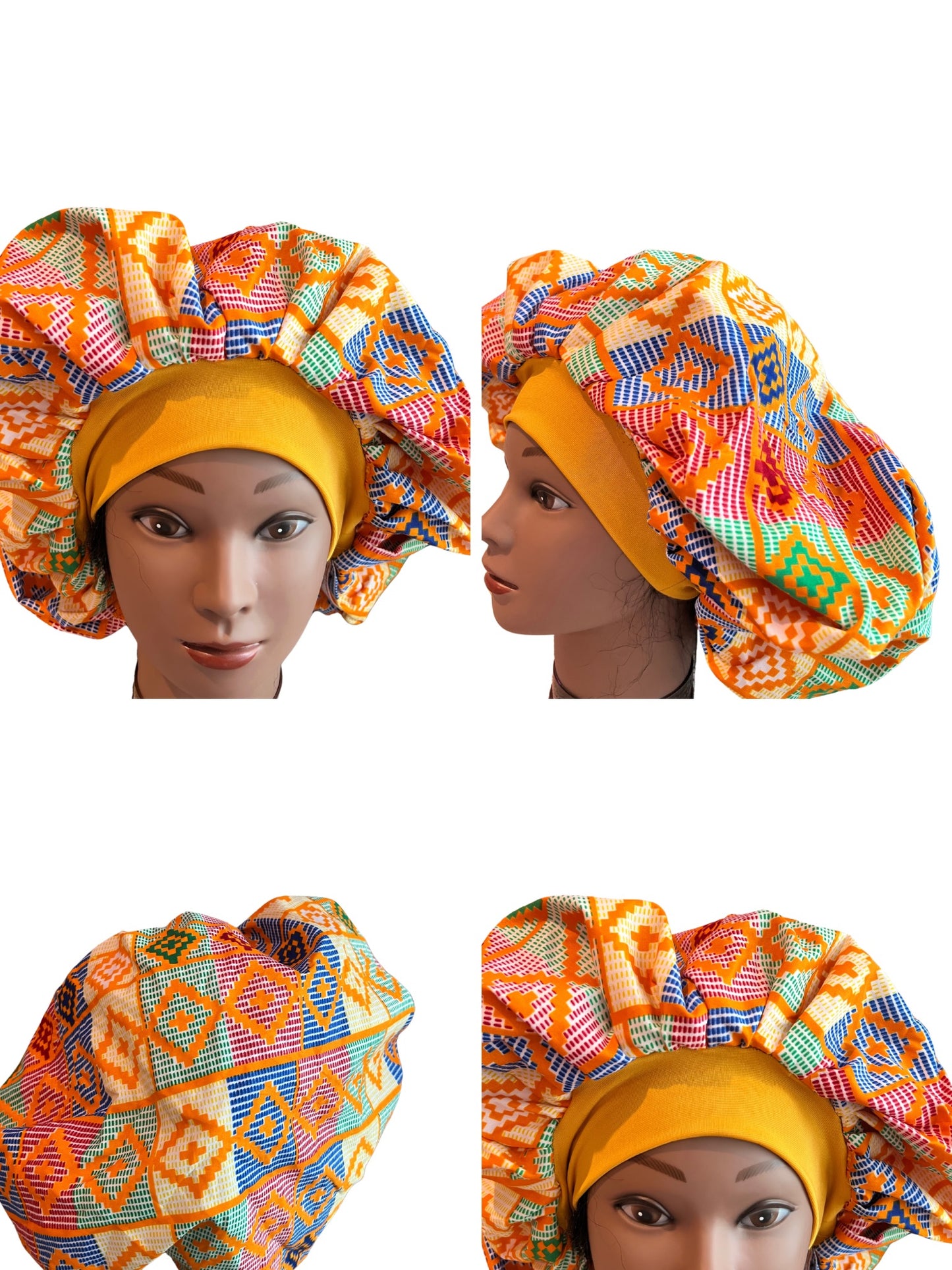 Ankara Print Satin Lined Scrub Hat/Bonnet