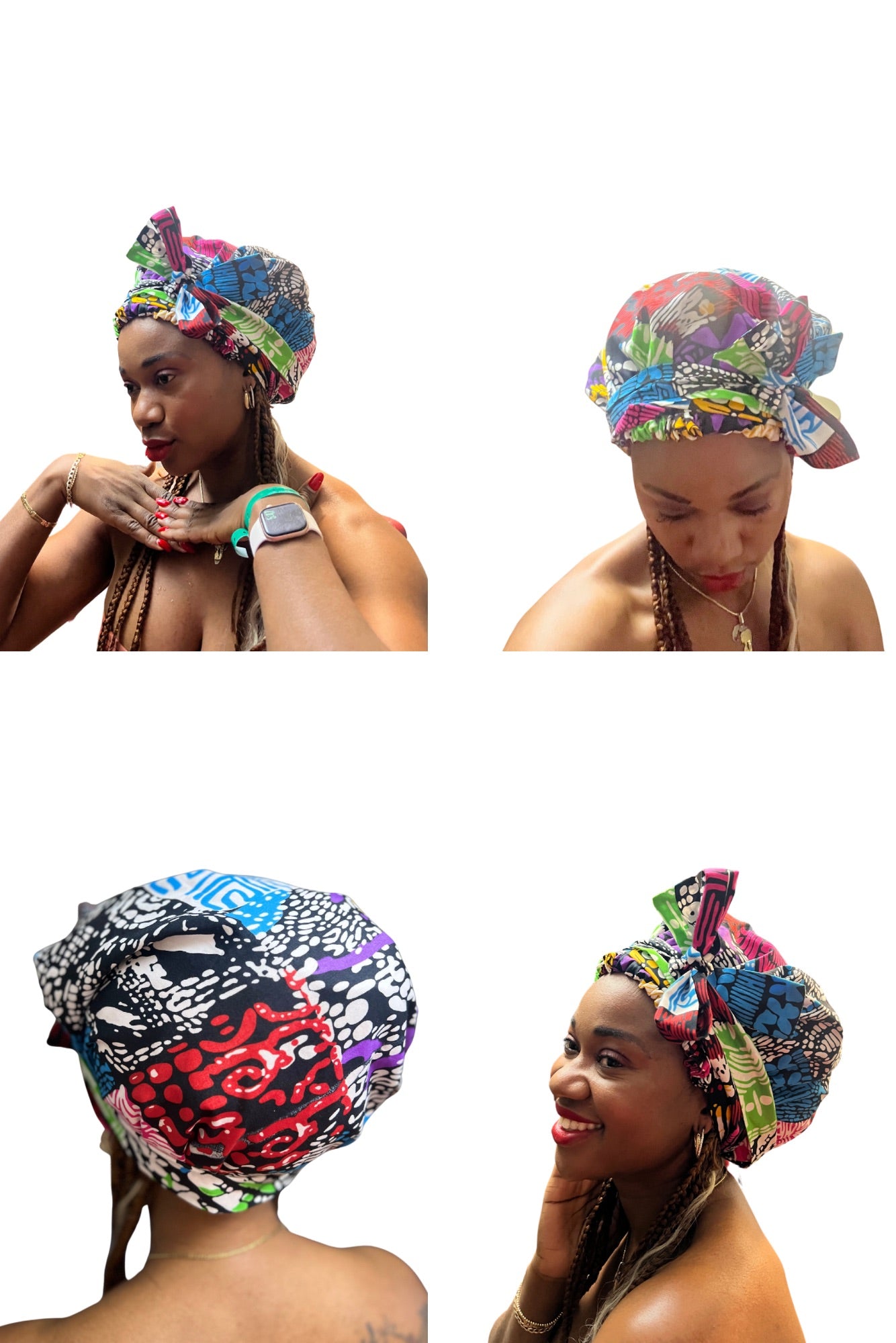 Ankara Print Satin Lined Scrub Hat/Bonnet