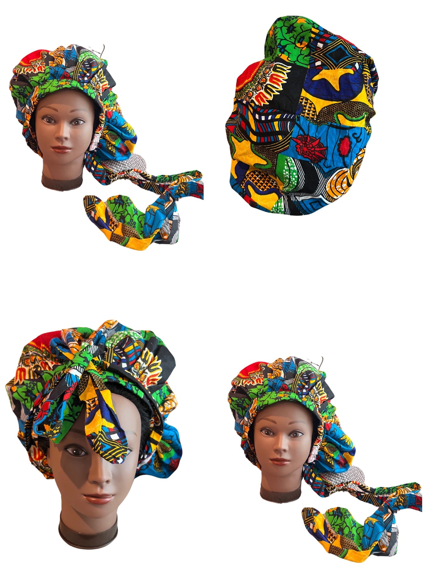 Ankara Print Satin Lined Scrub Hat/Bonnet