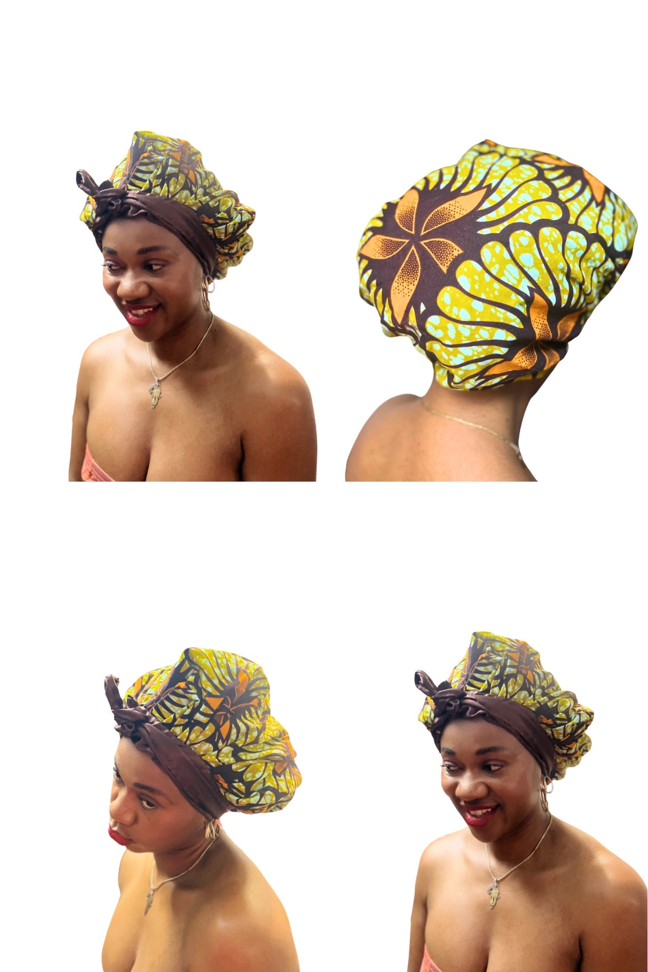Ankara Print Satin Lined Scrub Hat/Bonnet