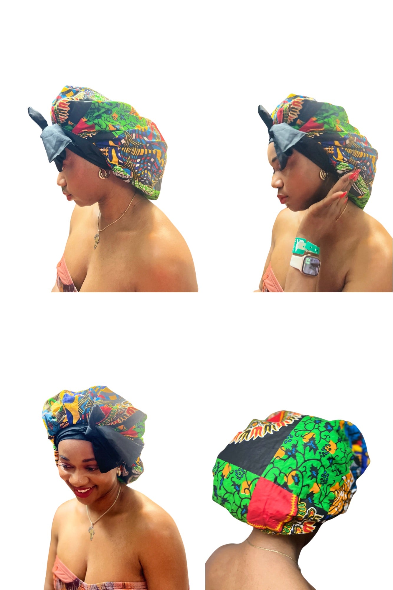 Ankara Print Satin Lined Scrub Hat/Bonnet