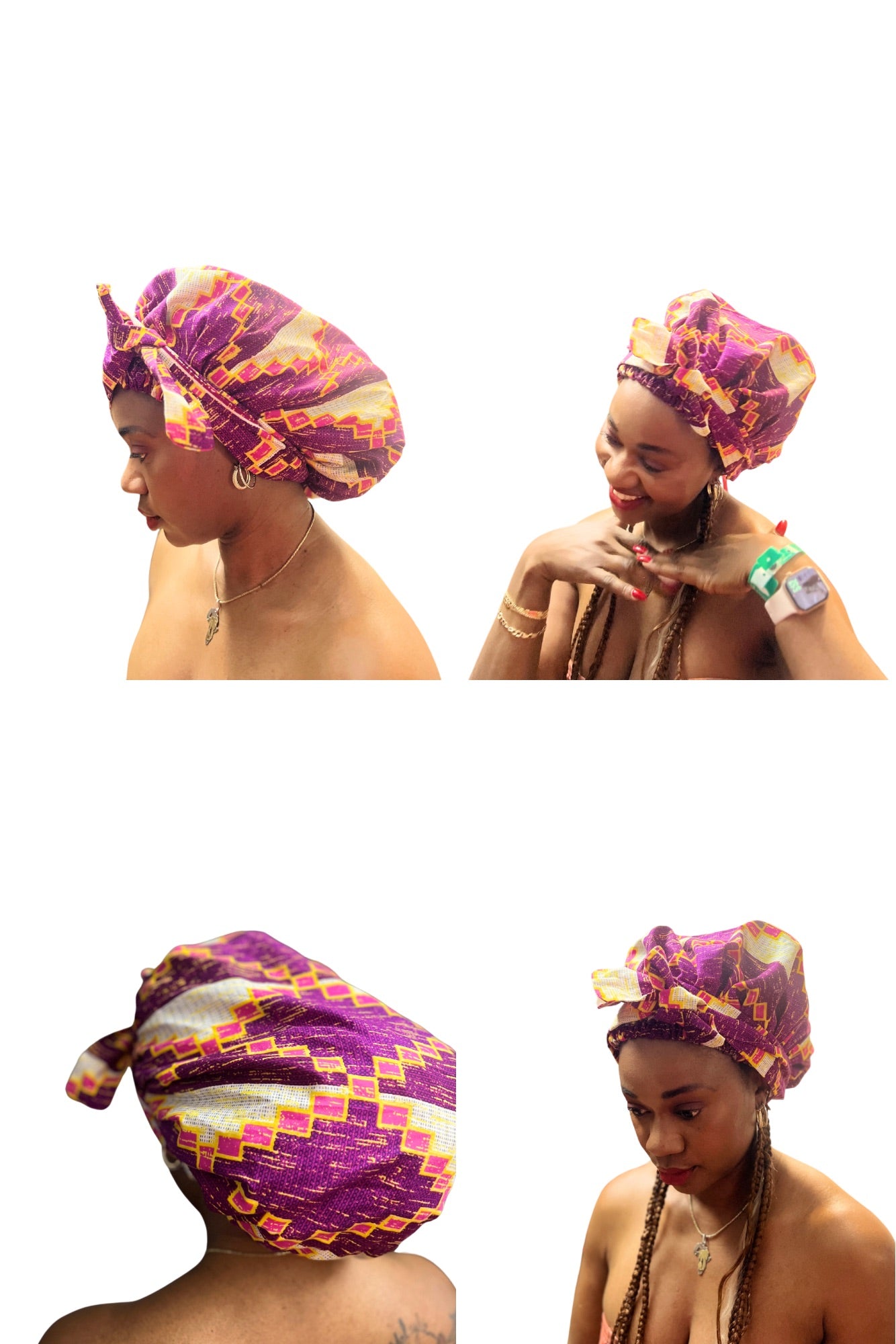 Ankara Print Satin Lined Scrub Hat/Bonnet