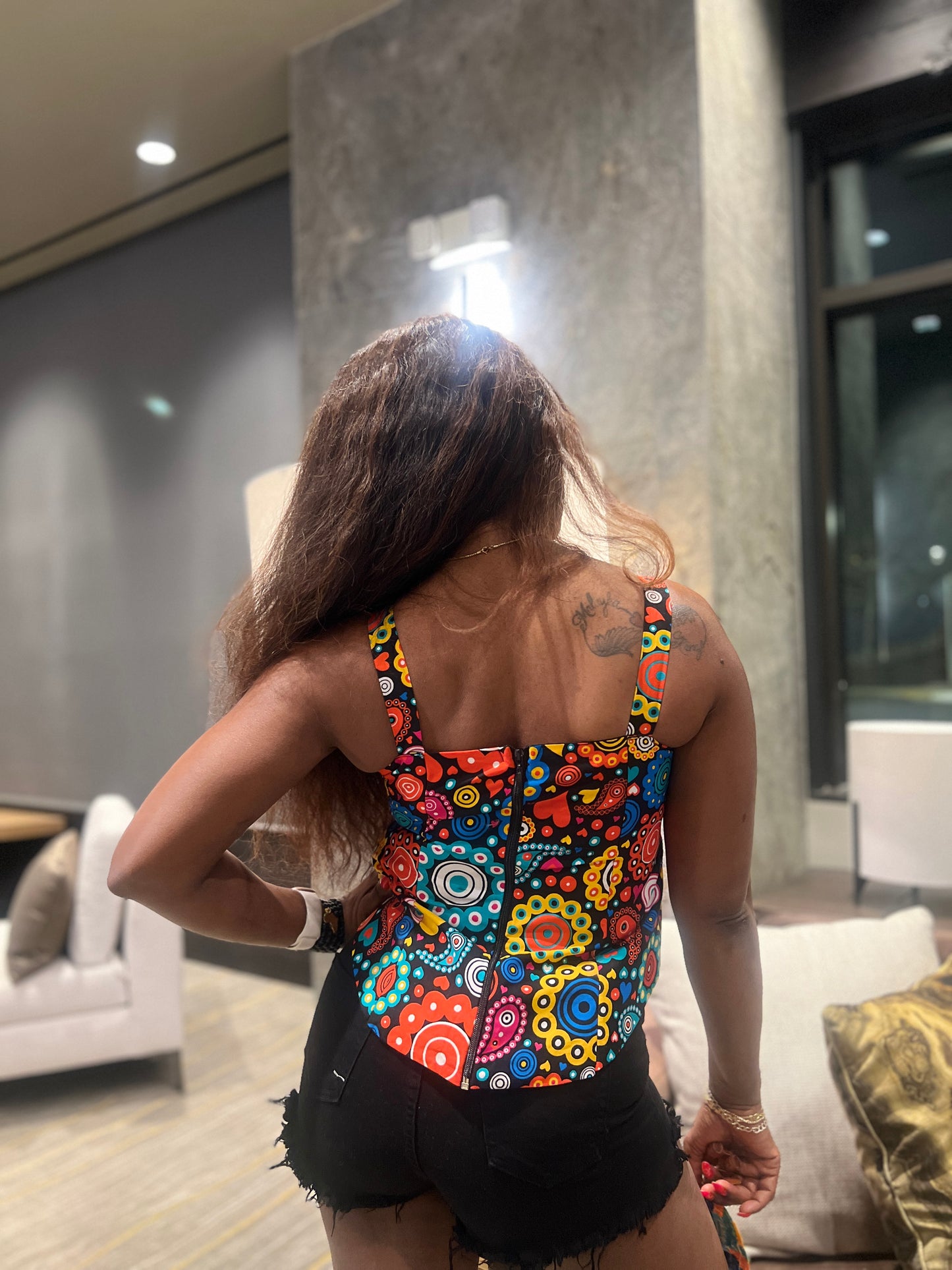 African print Off Shoulder Ruffle Elasticated Ankara top sleeveless