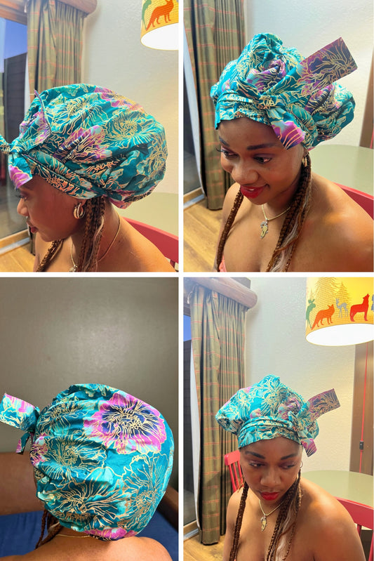 Ankara Print Satin Lined Scrub Hat/Bonnet